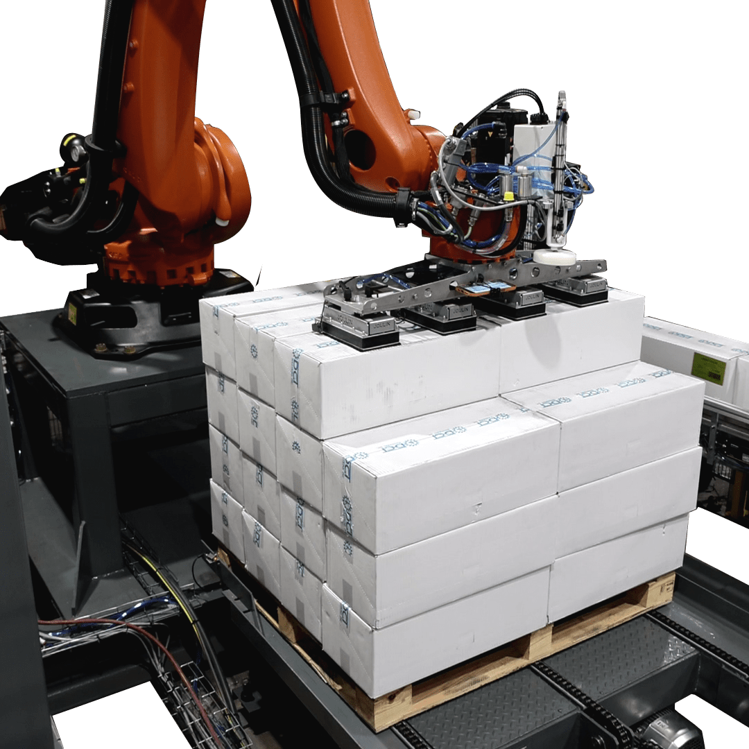 industrial palletizing robot | automated mixed case palletizing