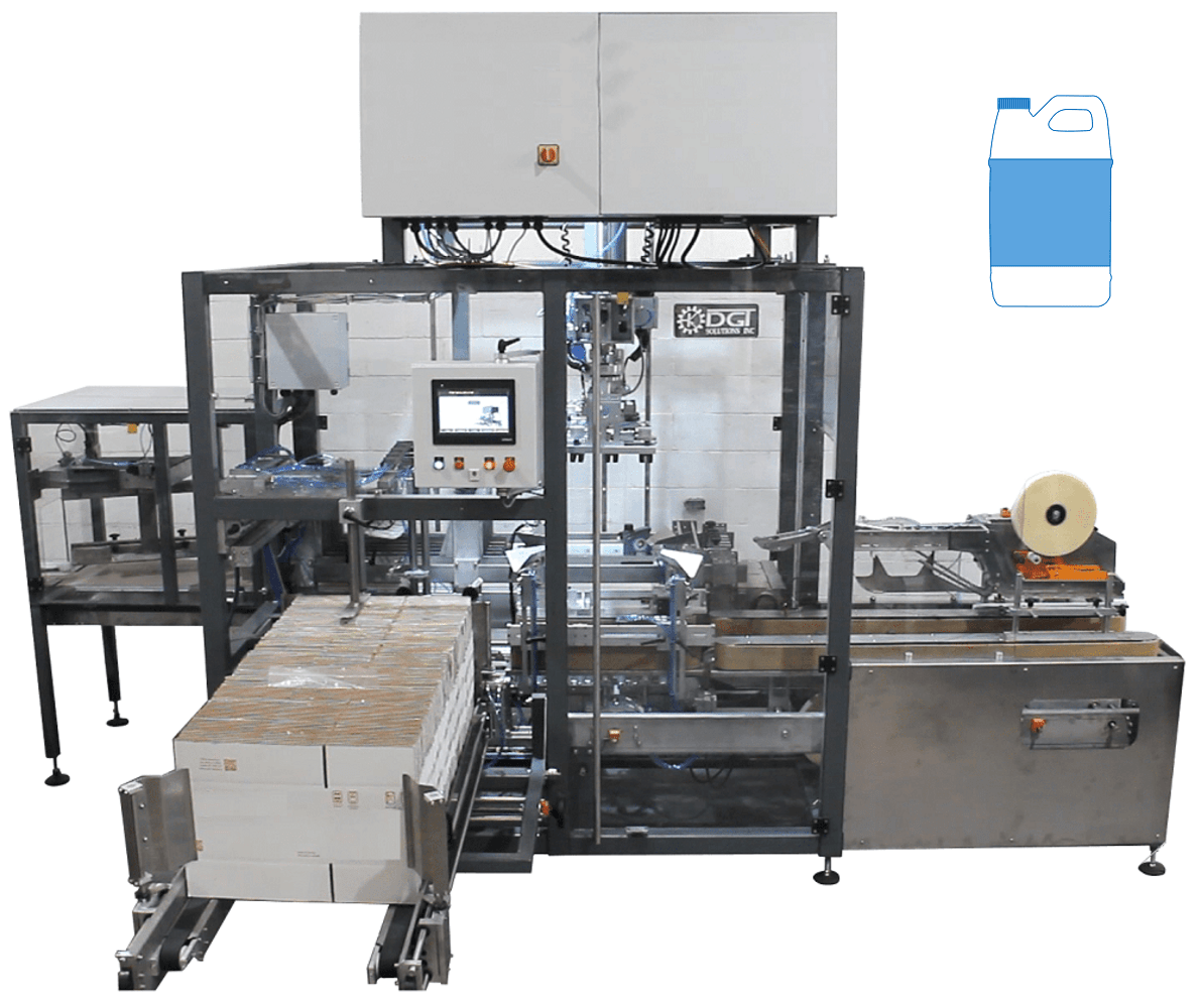 Automatic case packer for gallon type containers