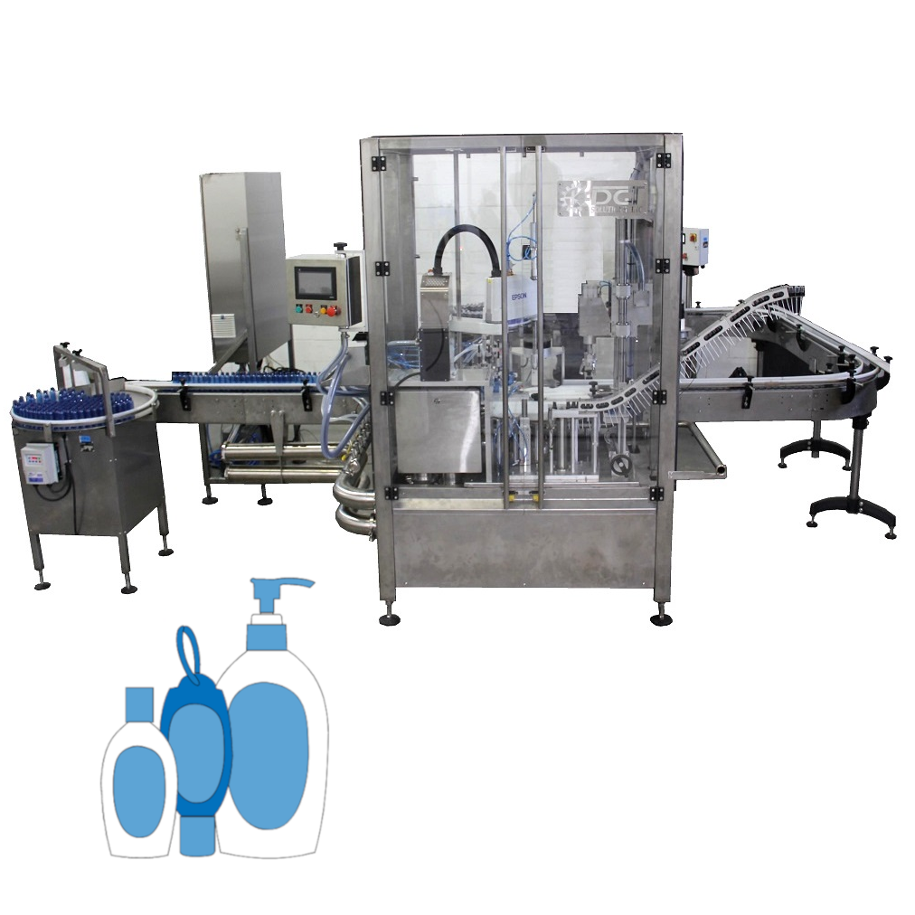 Automatic liquid filling and capping machine for sanitizers and disinfectants