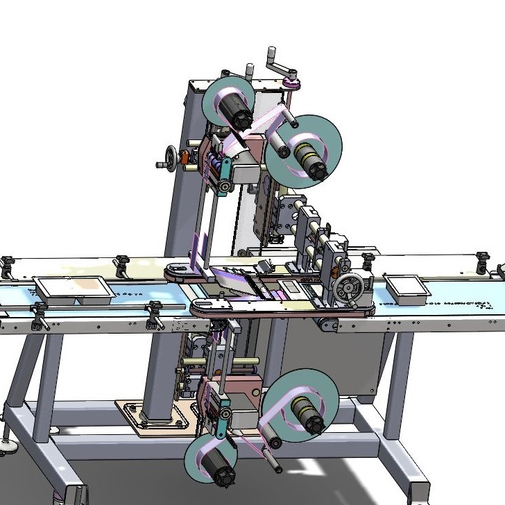 Top and bottom labeling machine